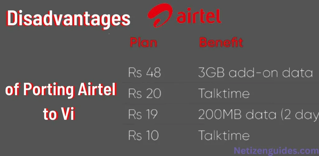 Disadvantages of Porting Airtel to Vi 