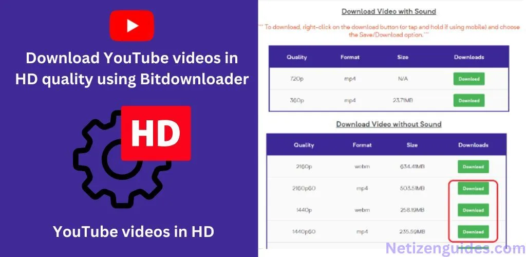 Download YouTube Videos in HD Quality Using Bitdownloader