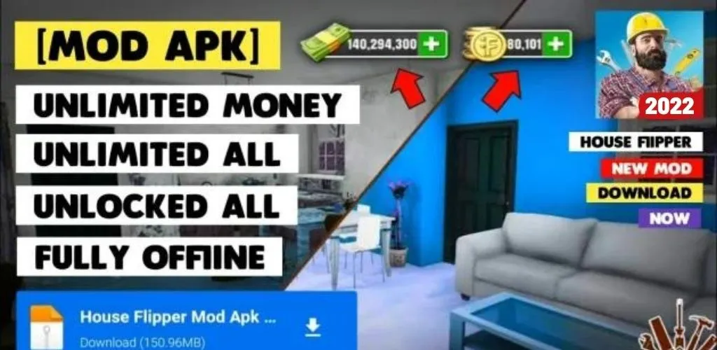 Features of house flipper apk