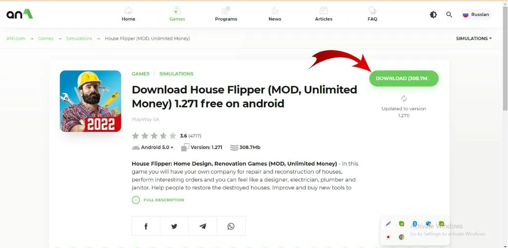 Navigate to the download folder and double-click the house flipper apk.