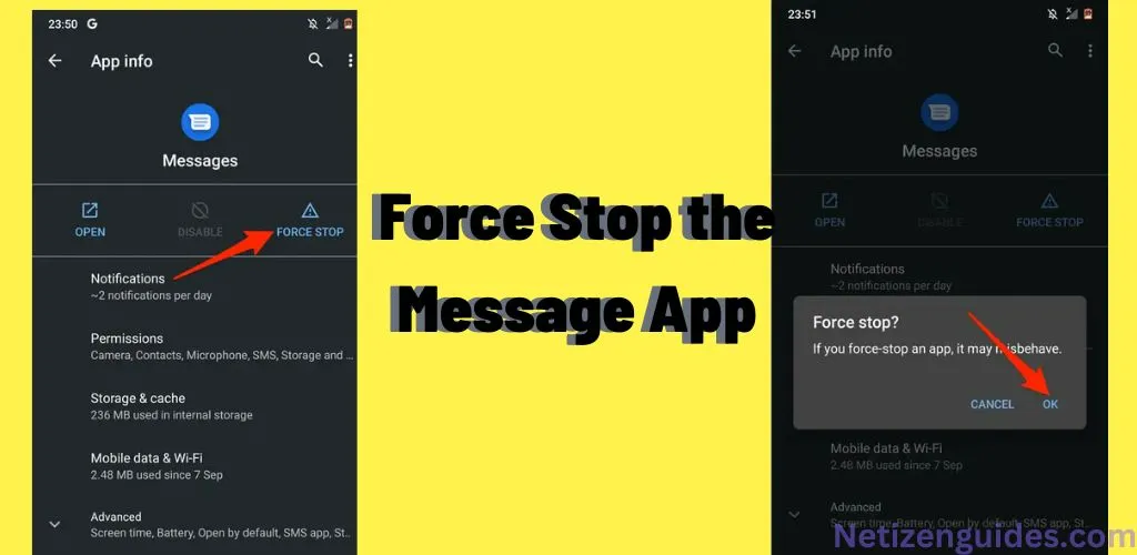 Force Stop the Message App